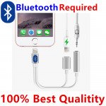 Wholesale 2 in 1 Bluetooth WIRED IP Lighting to Earphone Headphone Jack Adapter with Charge Port for Apple iPhone (Silver)